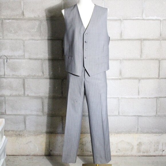 Haines Bonner of London 46R US Men's 3 Piece Suit Grey Pinstripe - Picture 10 of 12